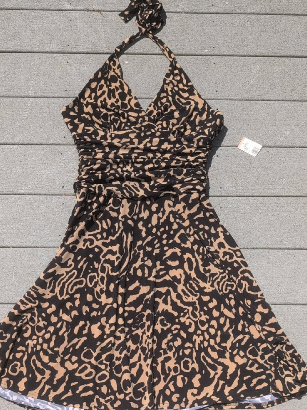 NWT Jones New York Animal Print Sleeveless Halter Dress | Jones V-Neck  Dress - Picture 8 of 11